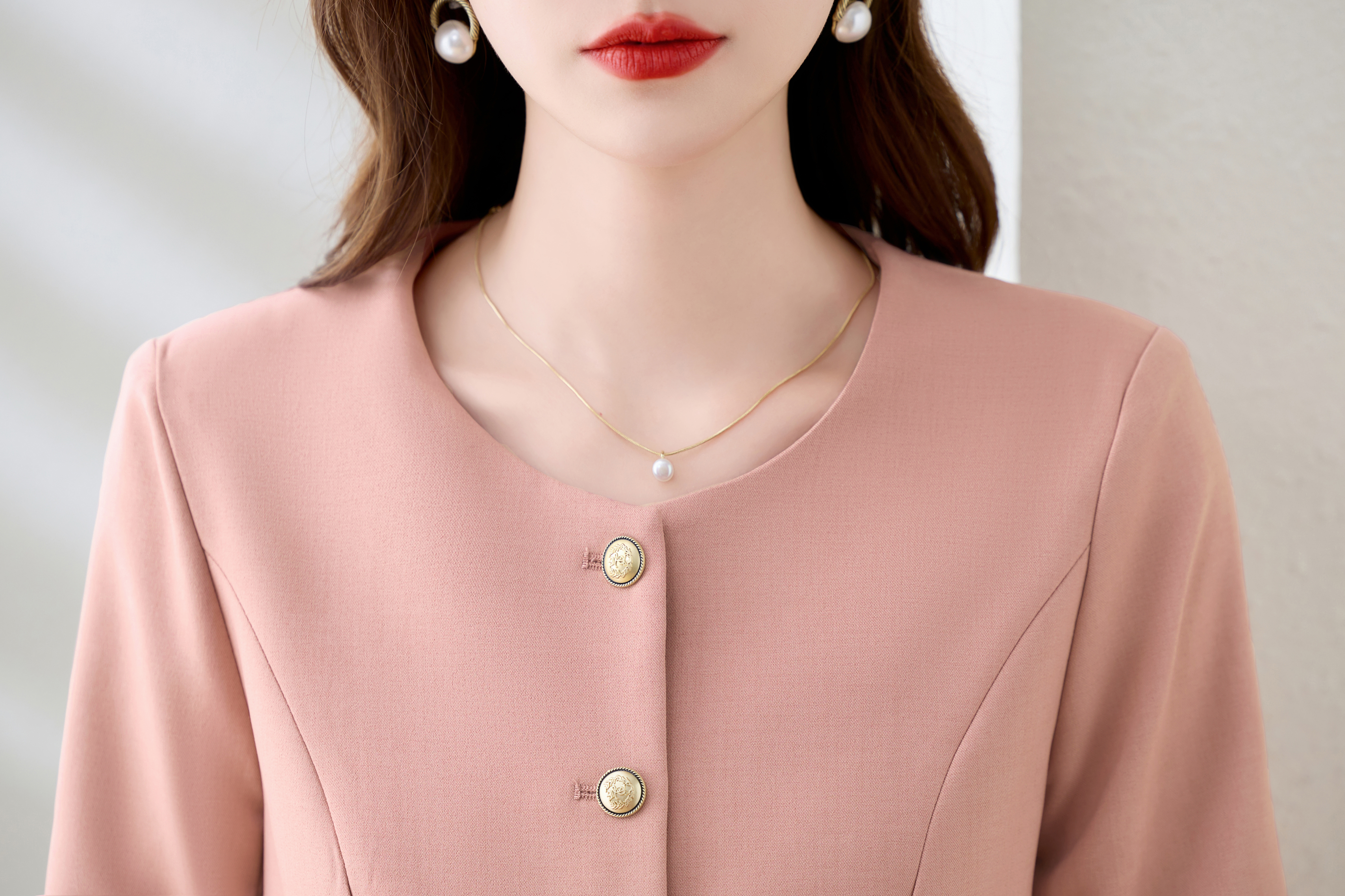 office wear uniform yound lady pink suit jacket skirt set free shipping