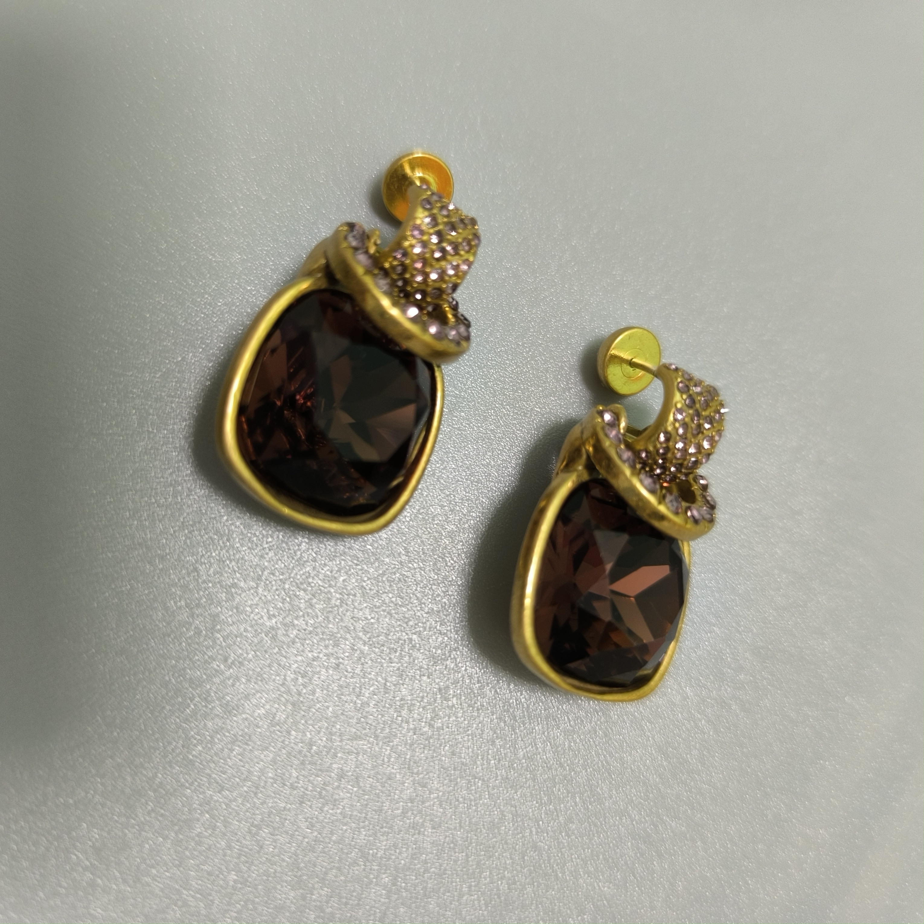 vintage artificial diamonds purple earrings